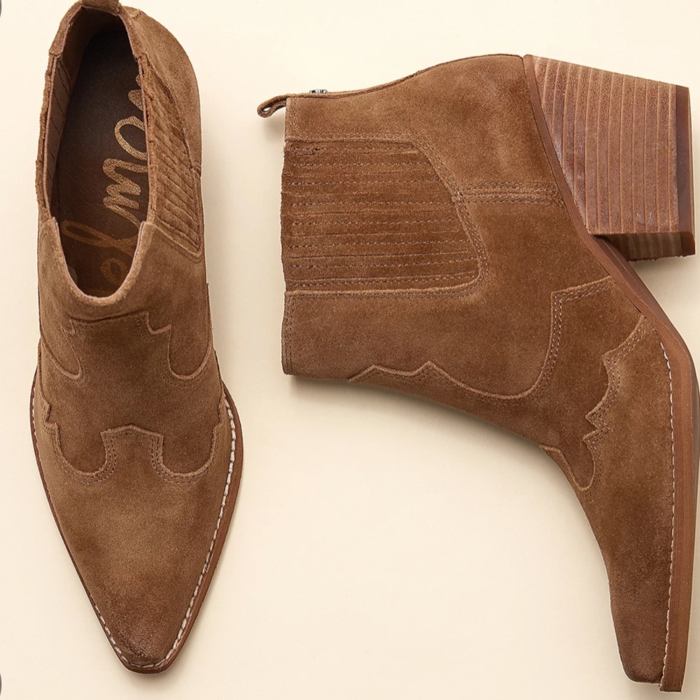Sam Edelman Suede Western Ankle Boots